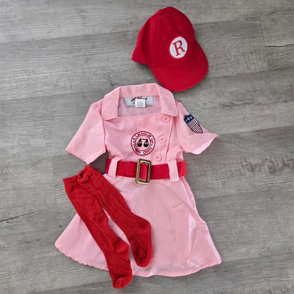 A League of Their Own Costume Kids 2T Pink Rockford Baseball Dress Set Halloween